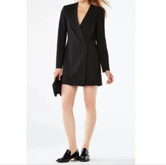 Bcbgmaxazria Waleska Pinstripe Dress - Black